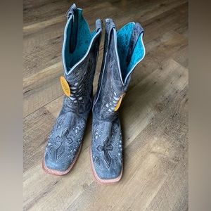 Nwt Corral Black & White Inlay Boots Sz 9